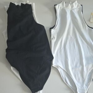 a new day Black and White Sleeveless High-Neck Bodysuit Set